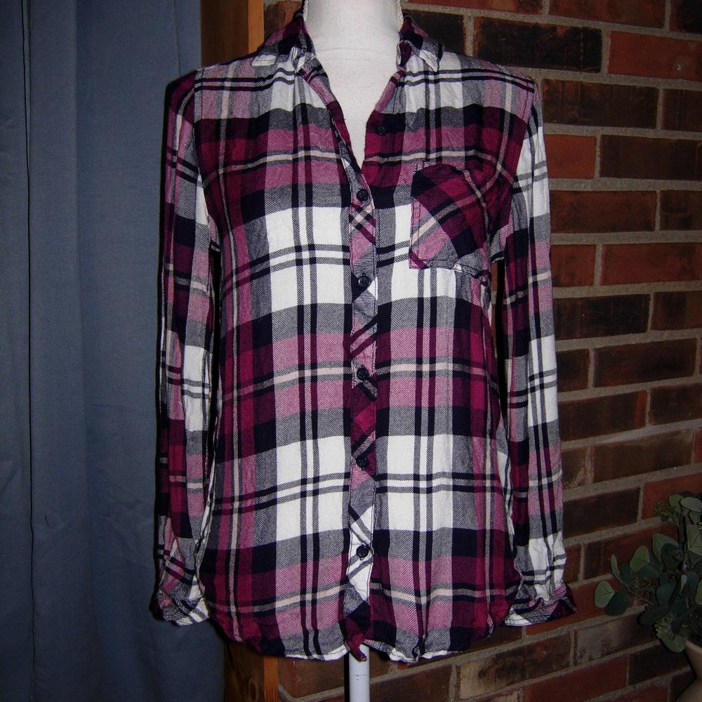 beachlunchlounge Flannel Split Back Top XS